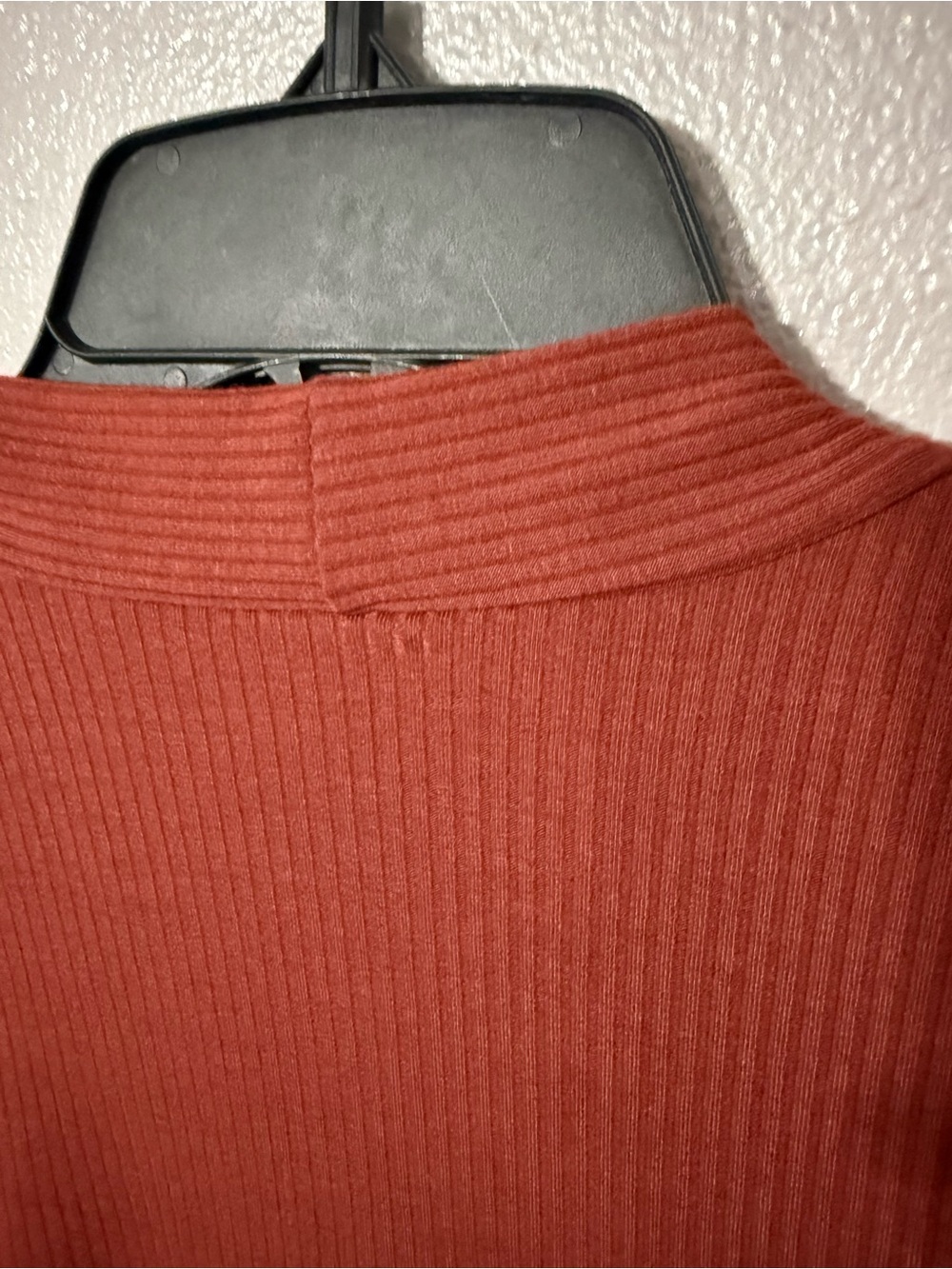 Women's Open Front Ribbed Cardigan Sweater - Rust - Picture 7 of 7
